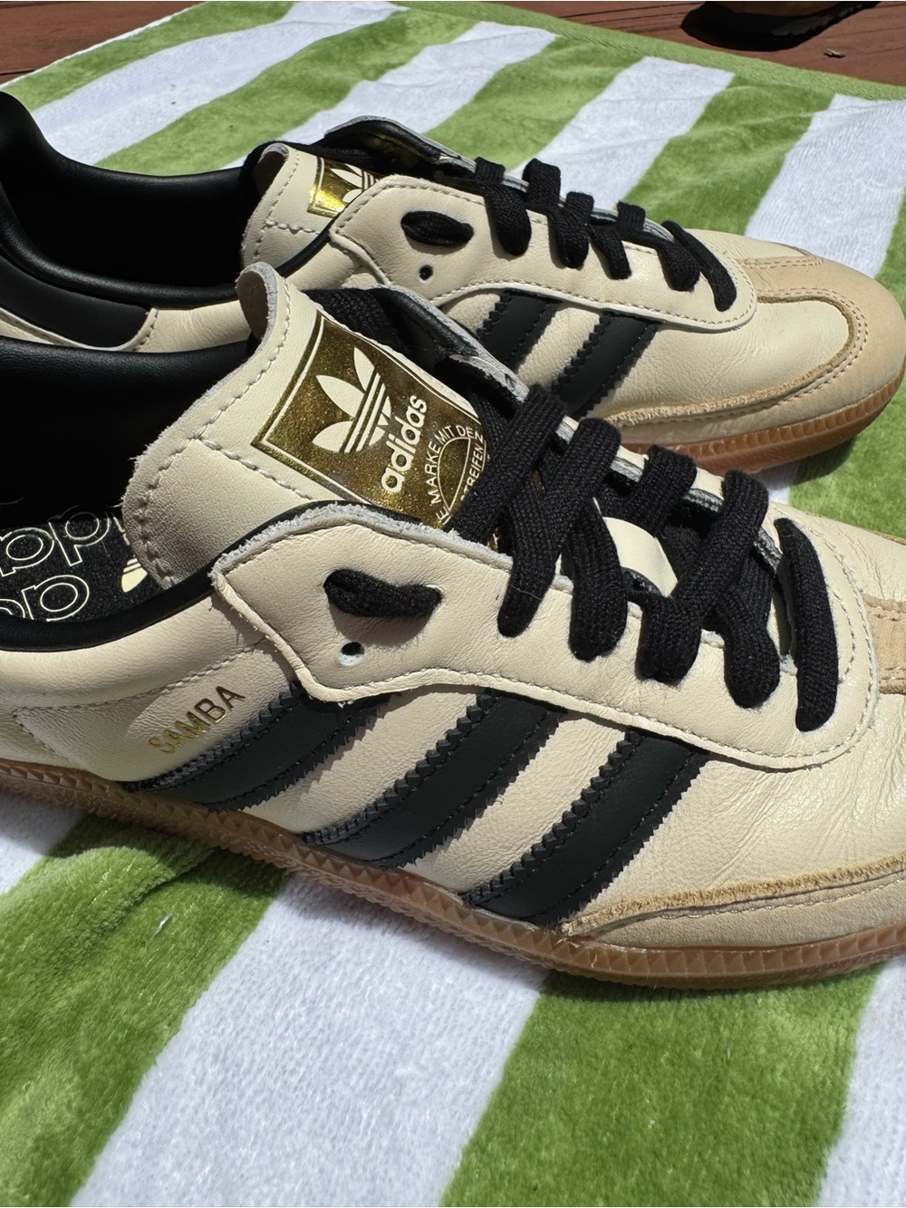 Adidas OG Samba 8 Sneakers in Cream White & Core Black Sand Strata Gum Sole - Picture 11 of 11